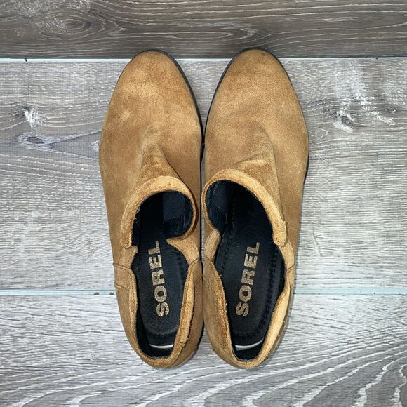 Sorel Lolla Cut Out Women’s Size 9.5 Chestnut Suede Slip On Ankle Boots - Picture 5 of 12